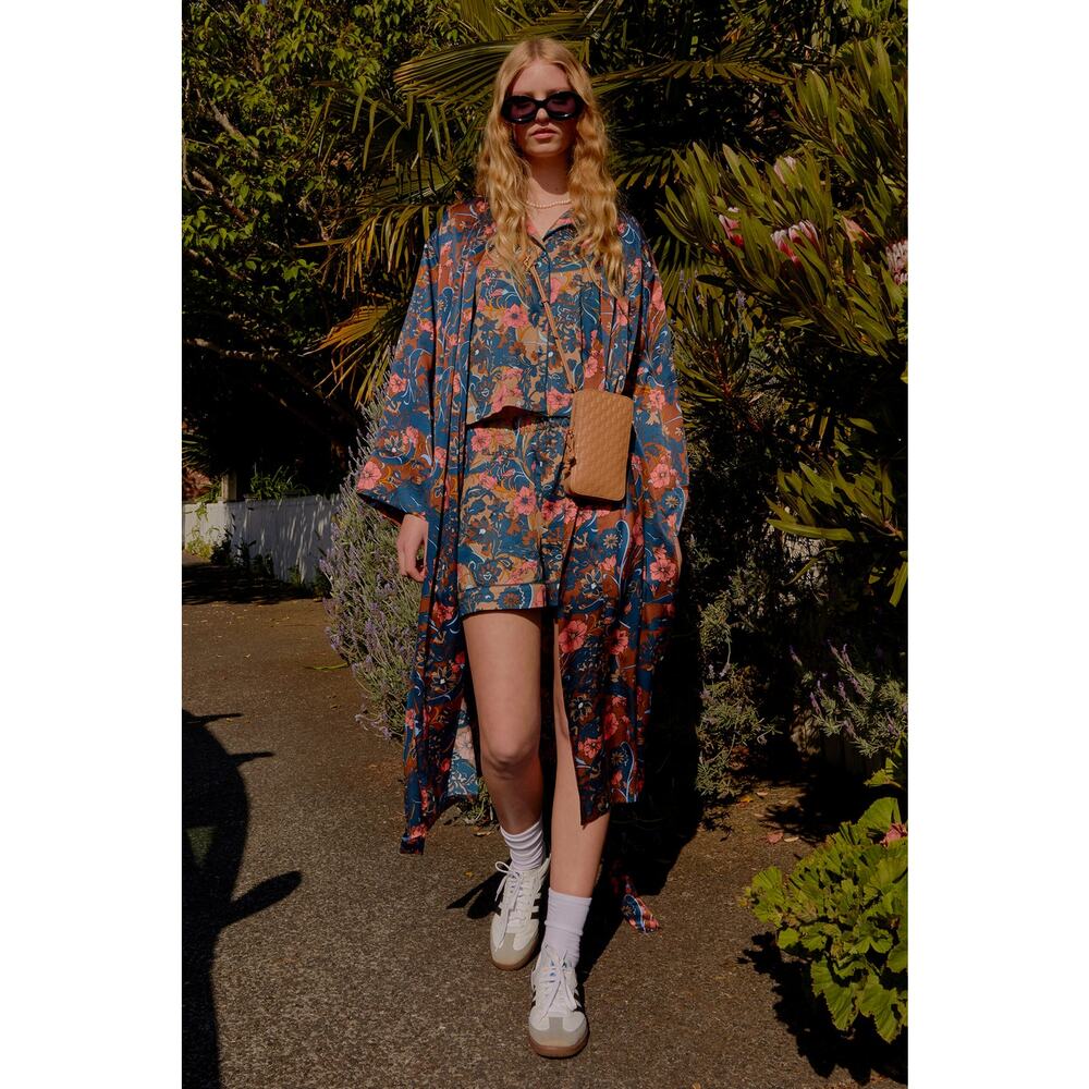Papinelle x Karen Walker Floral Cotton Shorts PJ Set Size XS | Retail $109